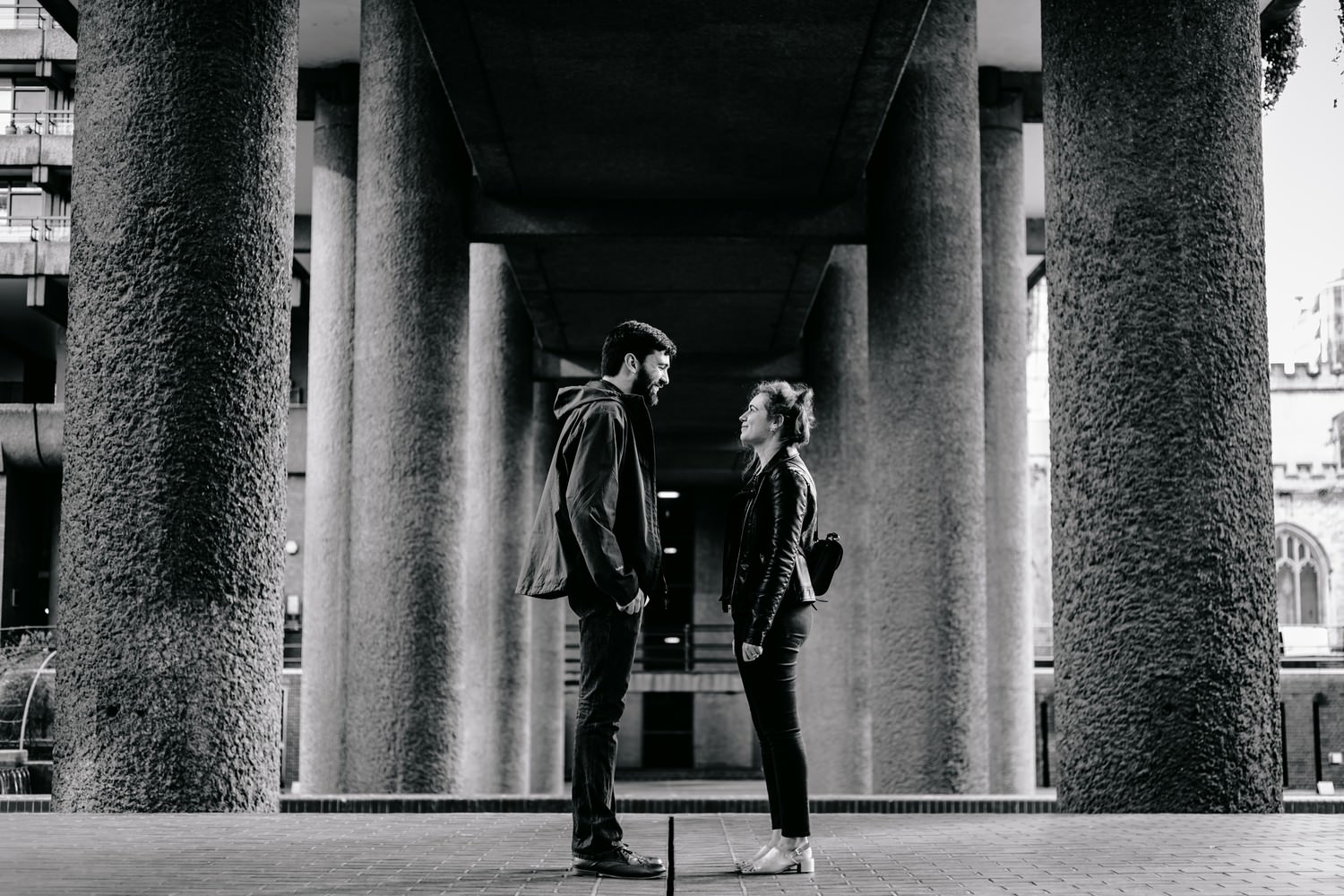 Relaxed engagement and couples photography in Barbican, London