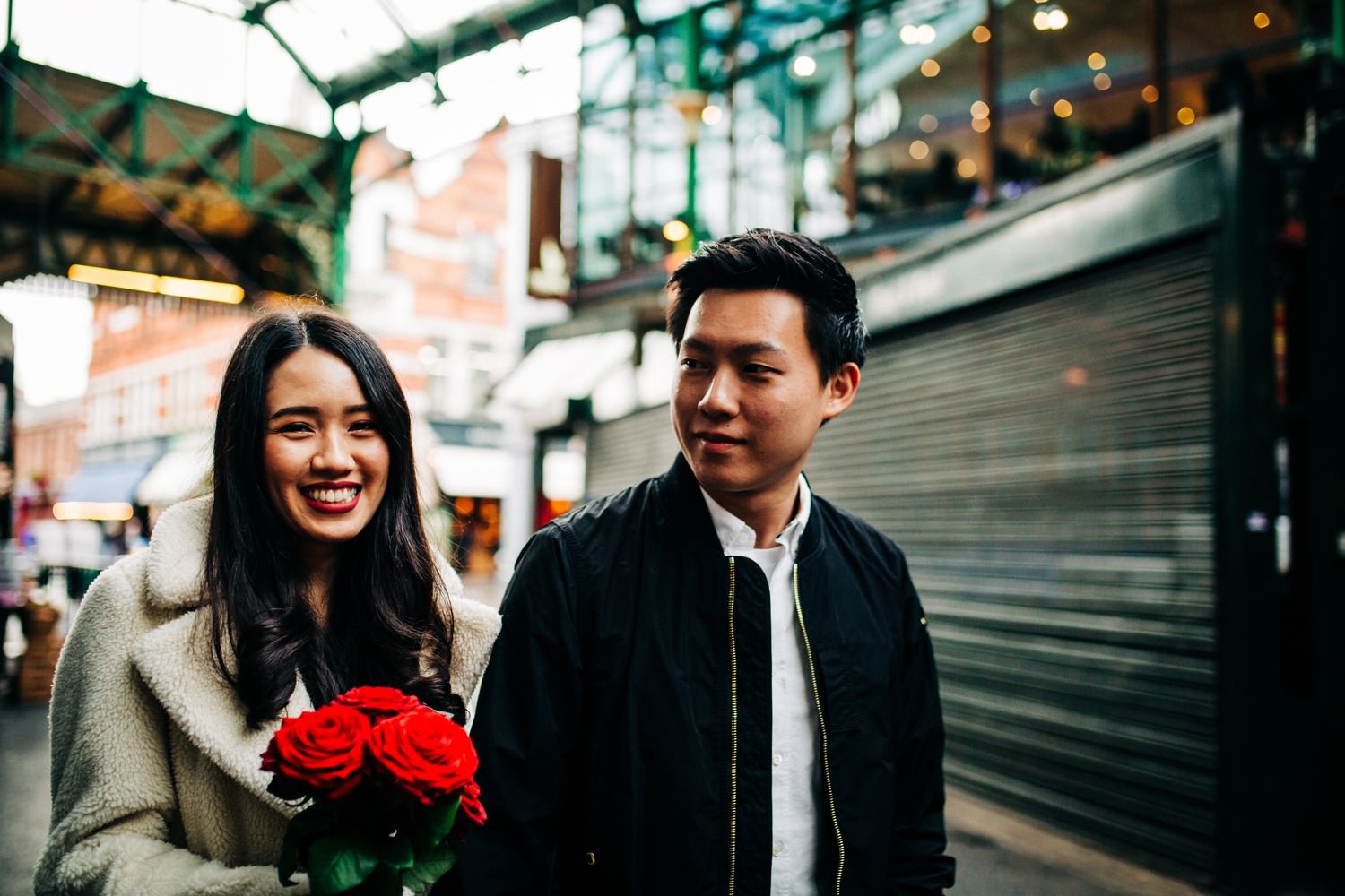Relaxed engagement shoot at Borough Market, South Bank, London