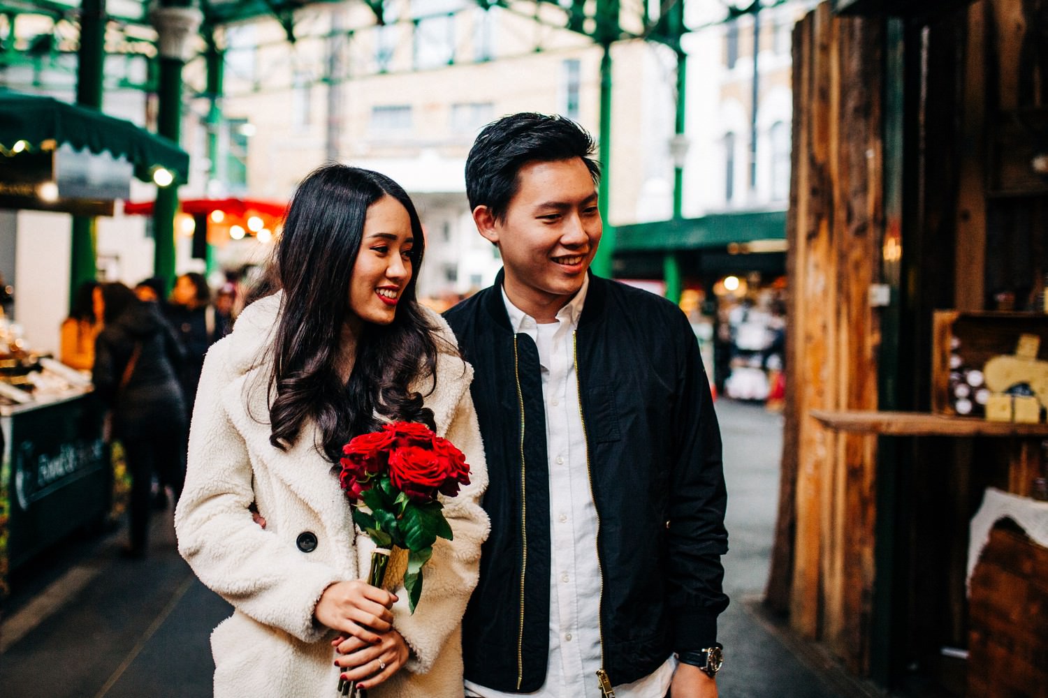 Relaxed engagement shoot at Borough Market, South Bank, London