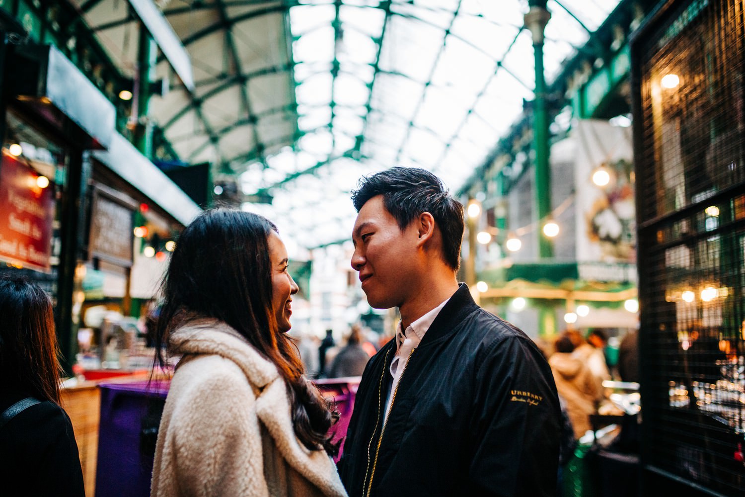 Relaxed engagement shoot at Borough Market, South Bank, London