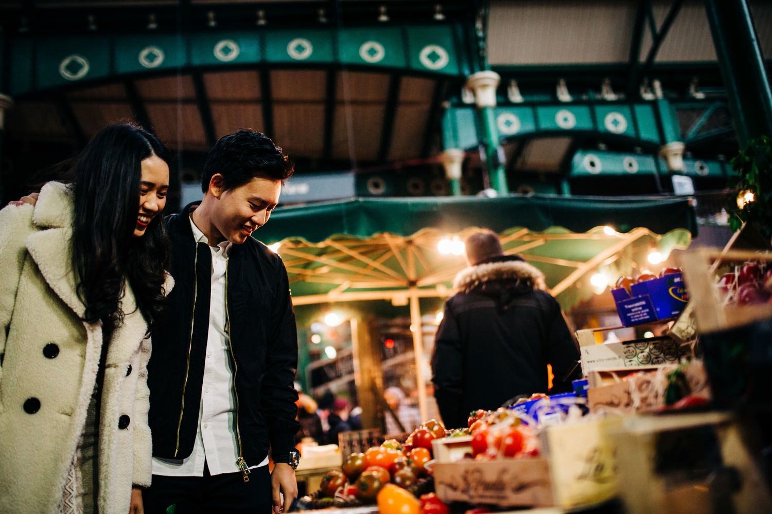 Relaxed engagement shoot at Borough Market, South Bank, London