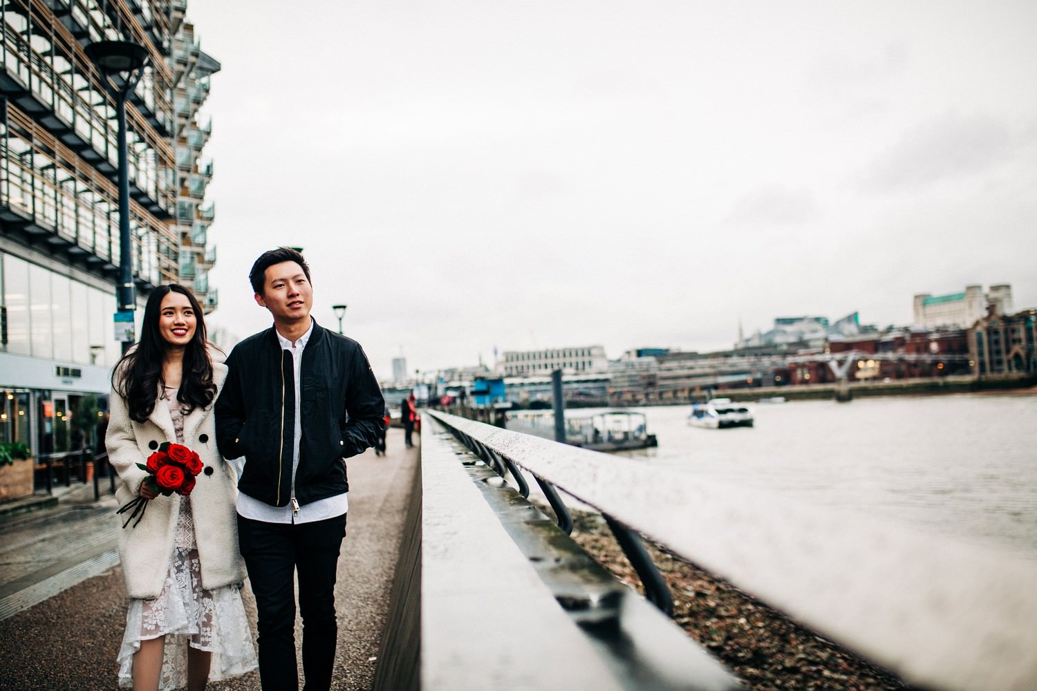 Relaxed engagement shoot at Borough Market, South Bank, London