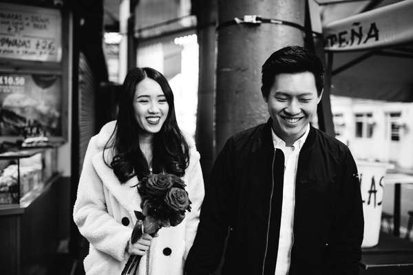 Relaxed engagement shoot at Borough Market, South Bank, London