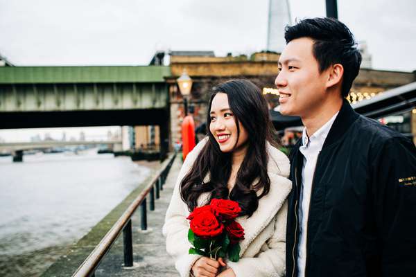 Relaxed engagement shoot at Borough Market, South Bank, London
