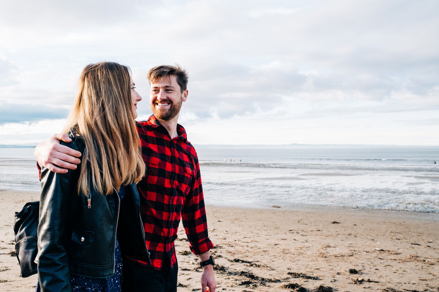 Relaxed beach engagement shoot in Portobello, Edinburgh