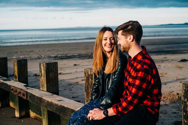 Relaxed beach engagement shoot in Portobello, Edinburgh
