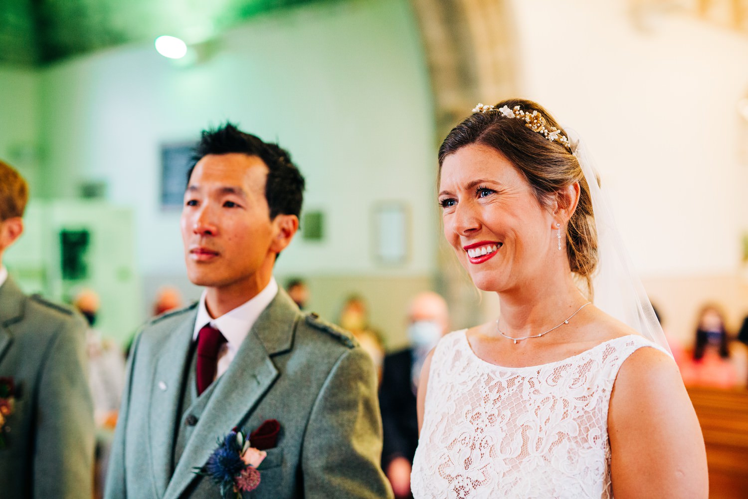 Relaxed East Lothian Scottish church wedding photography in North Berwick