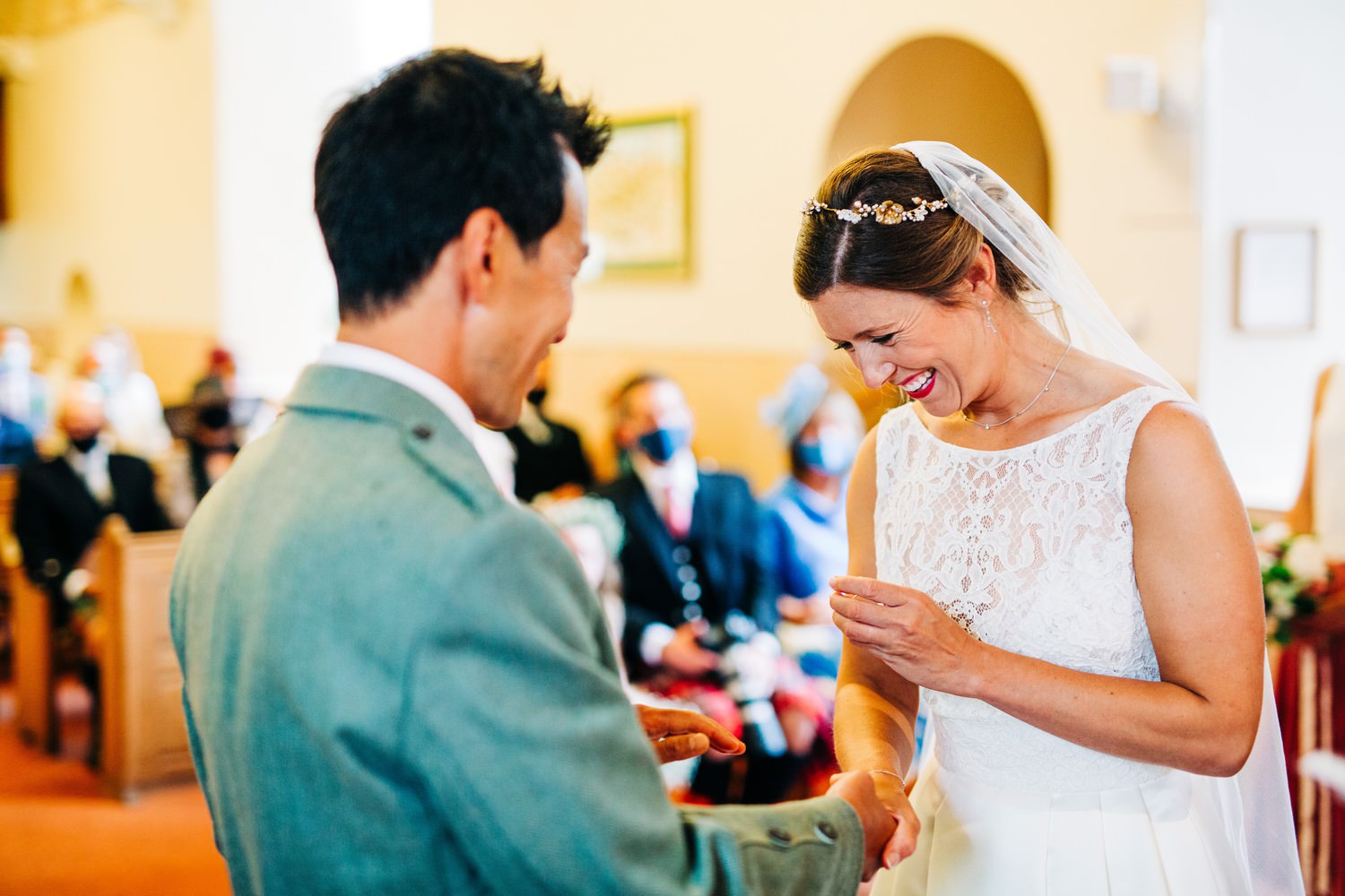 Relaxed East Lothian Scottish church wedding photography in North Berwick