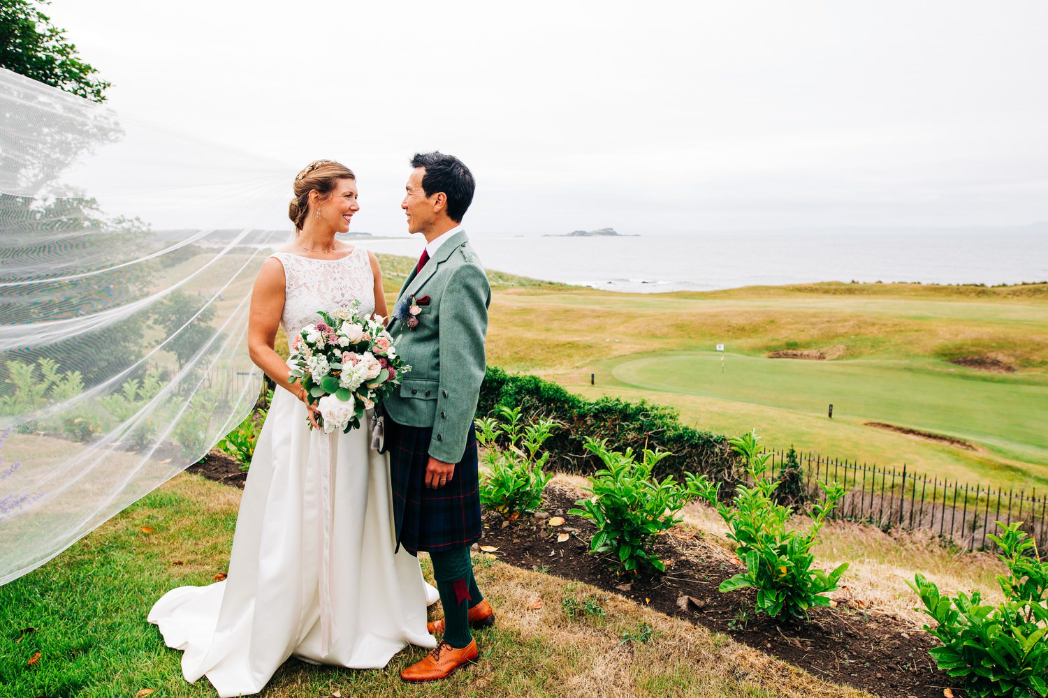 Relaxed East Lothian Scottish church wedding photography in North Berwick