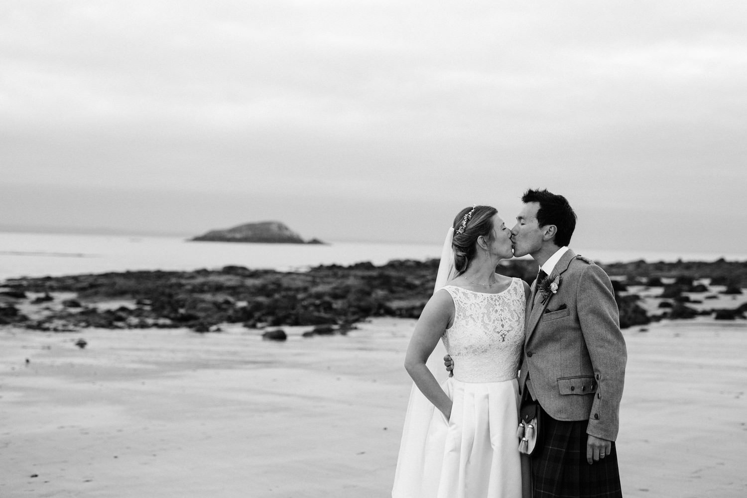 Relaxed East Lothian Scottish church wedding photography in North Berwick