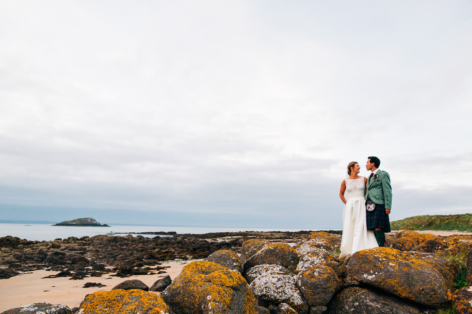 Relaxed East Lothian Scottish church wedding photography in North Berwick