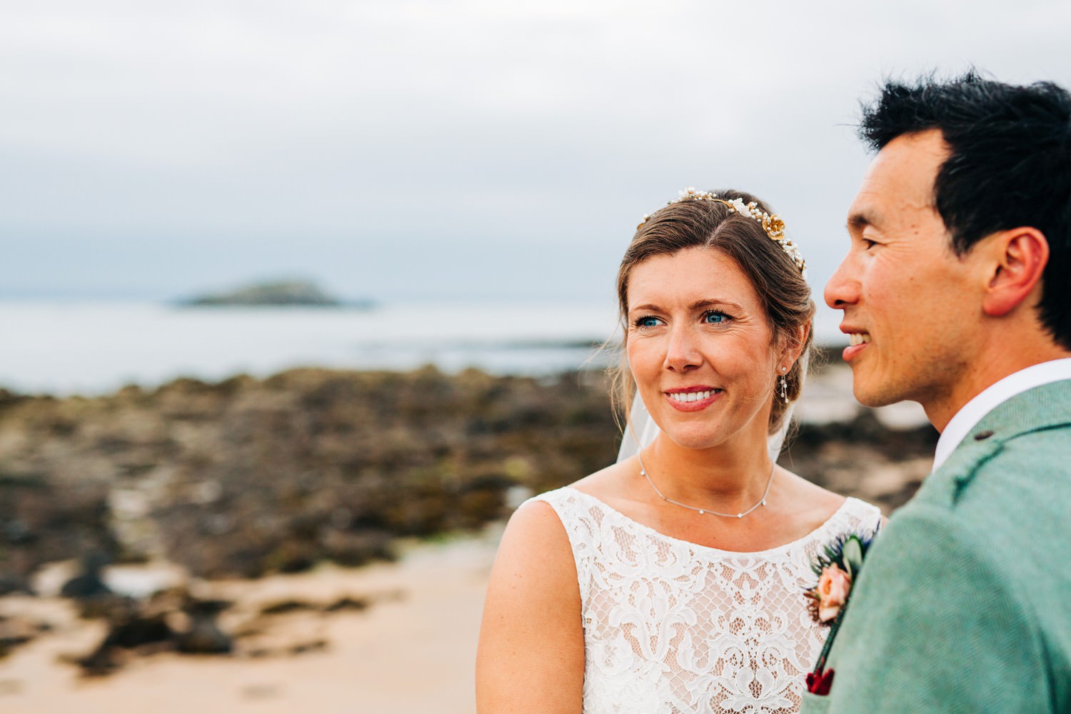 Relaxed East Lothian Scottish church wedding photography in North Berwick